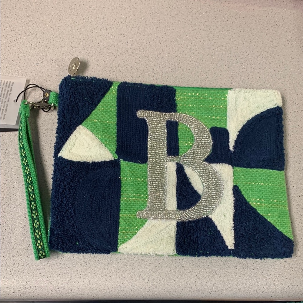 America & Beyond clutch qvc new beaded recycled jute handmade India initial B